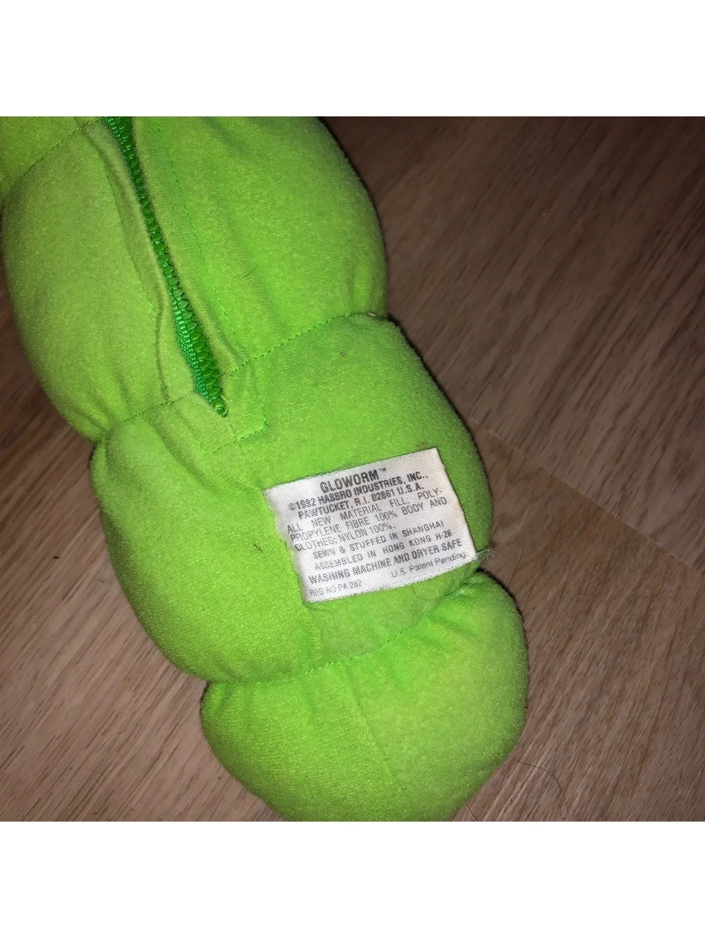 VINTAGE HASBRO 1982 GREEN LIGHT UP GLOW WORM PLUSH DOLL 13” GLO TESTED WORKS!